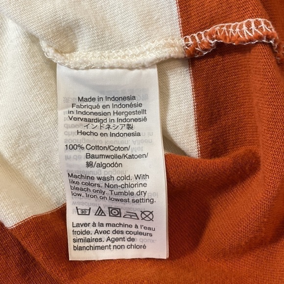 MADEWELL Easy Crop Long Sleeve Rugby Stripe Tee Orange and Cream Size XXS - Picture 8 of 12